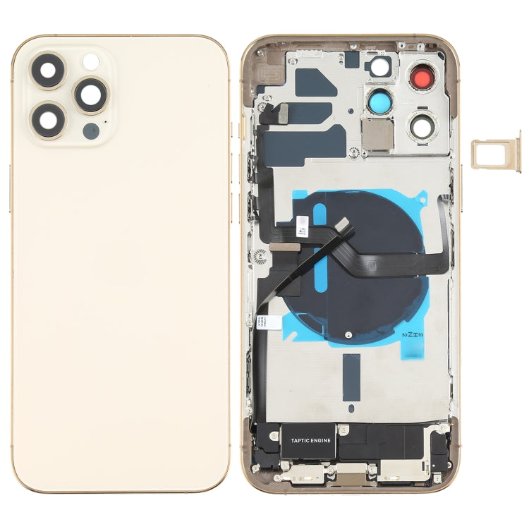 Conjunto de tapa trasera de batería para iPhone 12 Pro Max con componentes clave, botones, lente de la cámara, puerto de carga y más