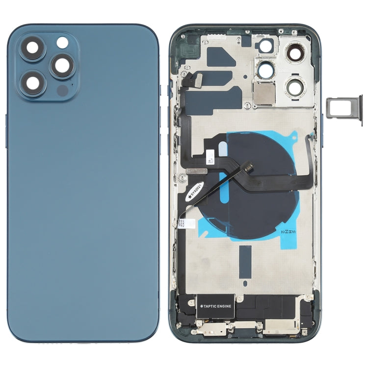 Conjunto de tapa trasera de batería para iPhone 12 Pro Max con componentes clave, botones, lente de la cámara, puerto de carga y más