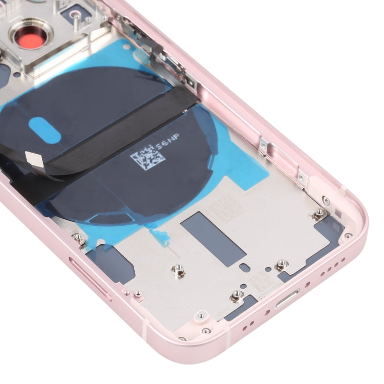 Tapa trasera de batería para iPhone 13 Mini con teclas laterales, bandeja para tarjetas, cable flexible de encendido/volumen y módulo de carga inalámbrica