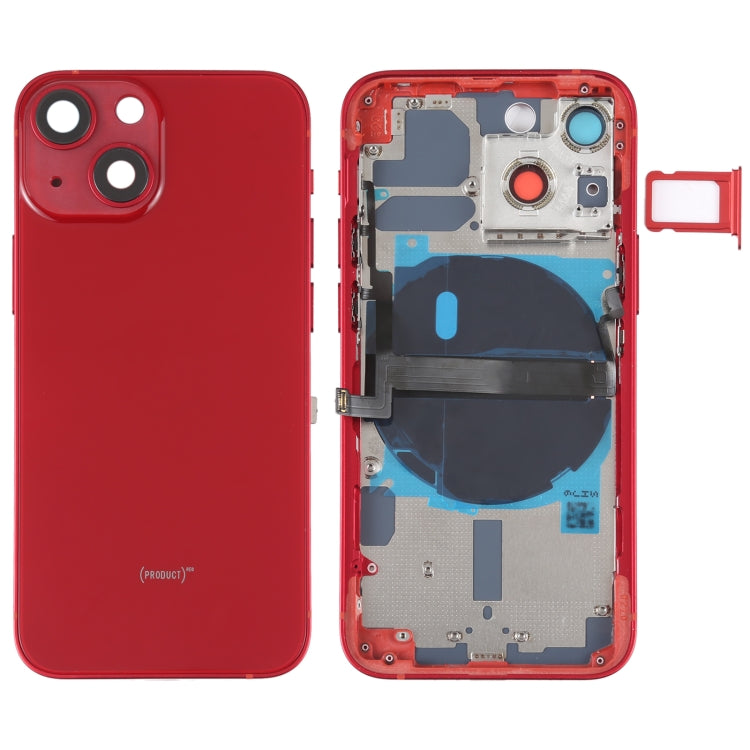 Tapa trasera de batería para iPhone 13 Mini con teclas laterales, bandeja para tarjetas, cable flexible de encendido/volumen y módulo de carga inalámbrica