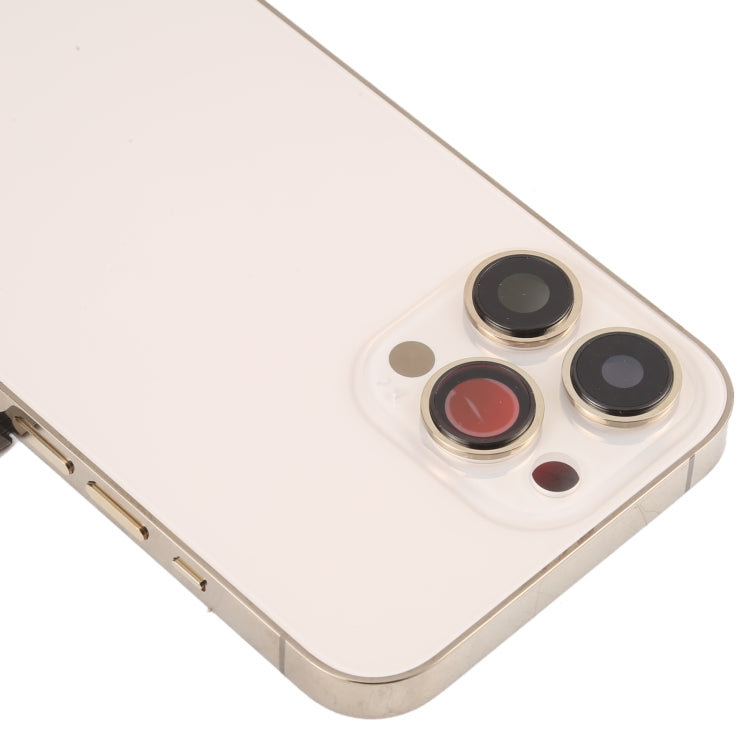 Reemplazo de tapa trasera de batería para iPhone 13 Pro con teclas laterales, bandeja para tarjetas, cable flexible de encendido y volumen, módulo de carga inalámbrica (ensamblaje completo)