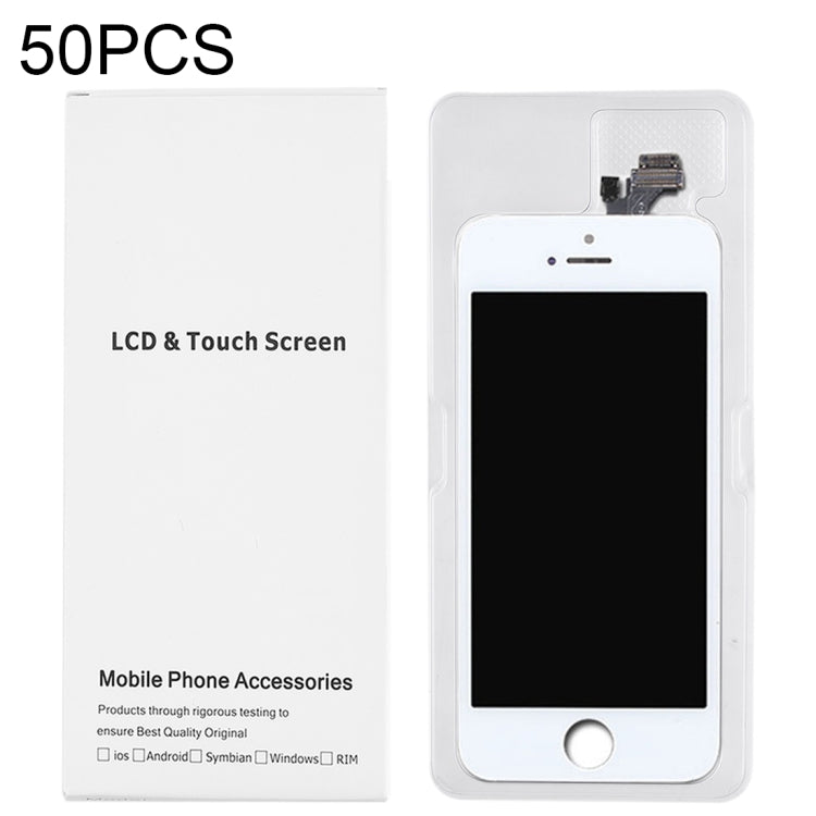 50 PCS White Cardboard Packaging Boxes for iPhone 5 LCD Screens - Durable, Protective Packaging for i5