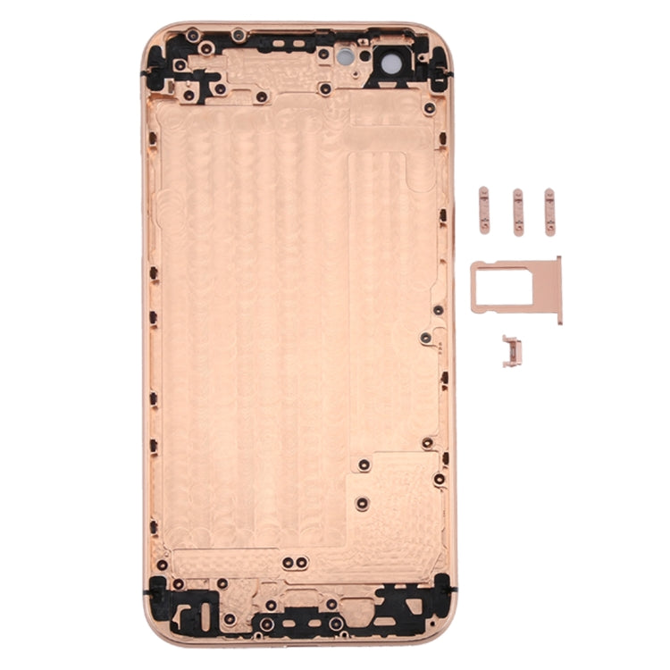 5-in-1 Metal Housing for iPhone 6-12, Includes Back Cover, Buttons, Mute Switch, and Card Tray (Gold+White, No Headphone Jack)