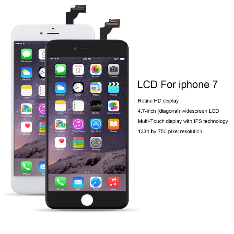 Reemplazo de pantalla LCD original para iPhone 6 Plus: reparación de alta calidad en blanco y negro.