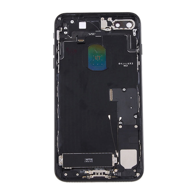 Tapa trasera de batería para iPhone 7 Plus con bandeja para tarjetas - Reemplazo completo, negro azabache, compatible con modelos iPhone 7 Plus