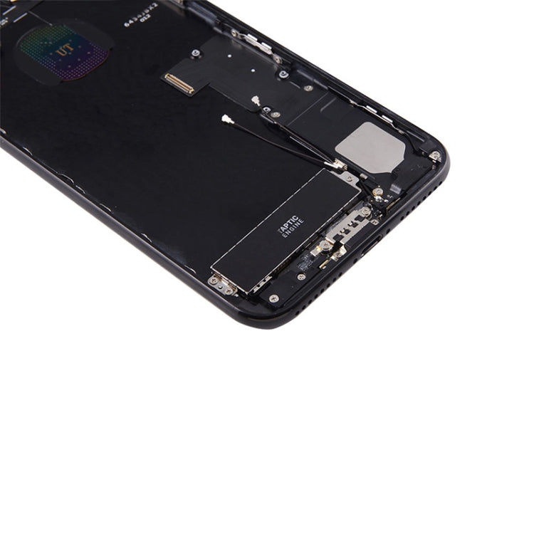 Tapa trasera de batería para iPhone 7 Plus con bandeja para tarjetas - Reemplazo completo, negro azabache, compatible con modelos iPhone 7 Plus