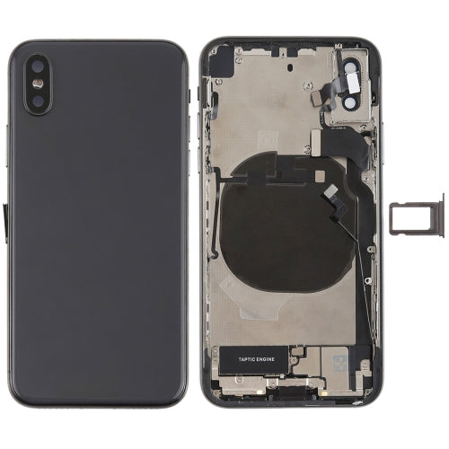 iPhone X Battery Back Cover Assembly with Side Keys, Vibrator, Speaker Ringer, Power & Volume Button Flex, Card Tray & Battery Adhesive