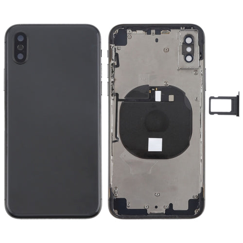 iPhone X Complete Battery Back Cover Assembly with Wireless Charging, Side Keys, Volume Flex & Card Tray - Full Replacement Kit