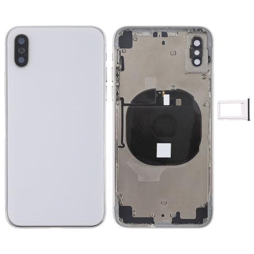 iPhone X Complete Battery Back Cover Assembly with Wireless Charging, Side Keys, Volume Flex & Card Tray - Full Replacement Kit
