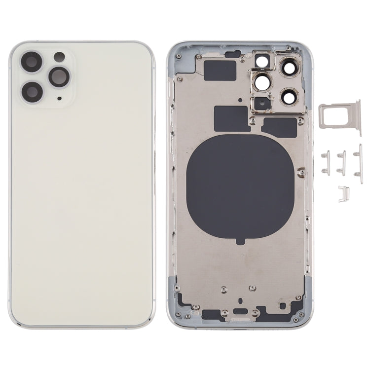Carcasa trasera para iPhone 11 Pro con bandeja para tarjeta SIM, teclas laterales y lente de cámara.