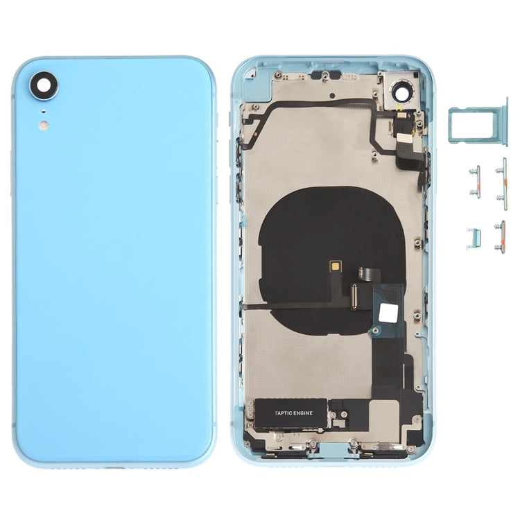 iPhone XR Battery Back Cover Assembly with Buttons, Speaker, Camera Lens, Charging Port, and Wireless Charging Module