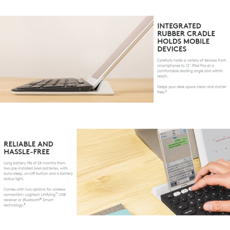 Logitech K780 Multi-device Bluetooth + Unifying Dual Mode Wireless Keyboard with Stand - LYDARZ