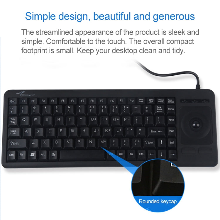 DS-8900 Trackball Keyboard with Water Splash Protection - PS/2 Interface, Laser Engraved Characters, One-Piece Wired Design