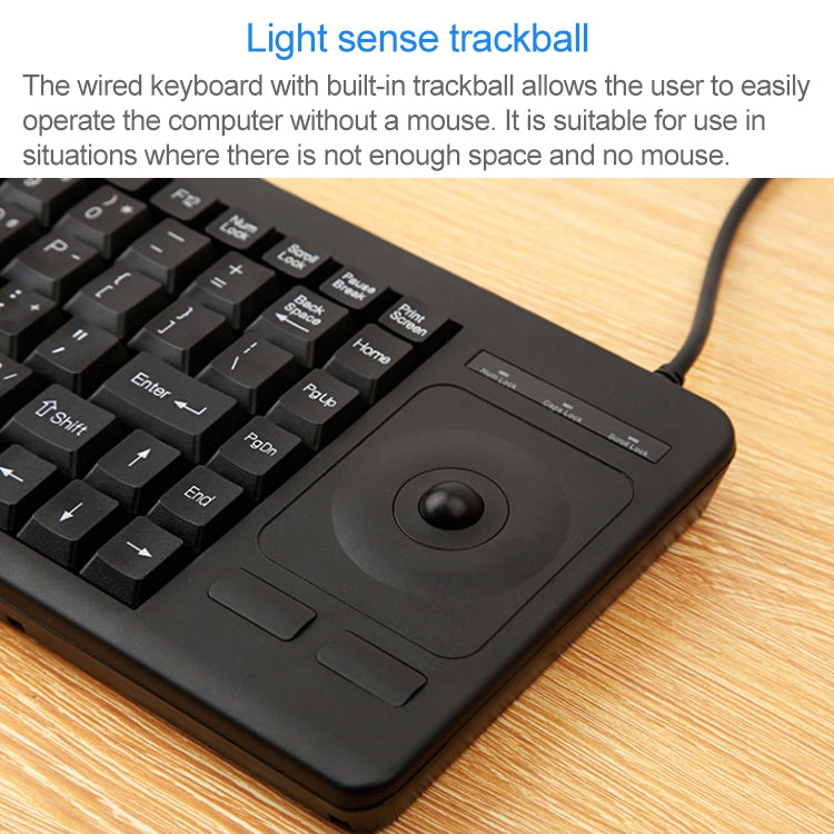 DS-8900 Trackball Keyboard with Water Splash Protection - PS/2 Interface, Laser Engraved Characters, One-Piece Wired Design