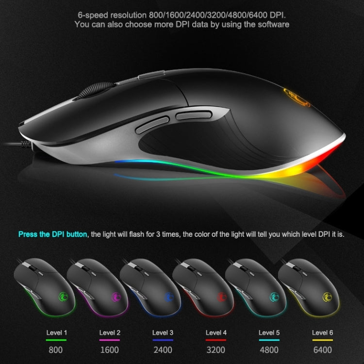 Ratón para juegos iMICE X6 RGB: ratón para juegos RGB colorido con cable de 6 botones
