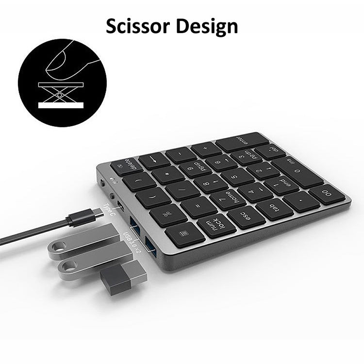 N970 Pro Dual Modes Aluminum Alloy Rechargeable Wireless Bluetooth Numeric Keyboard - LYDARZ