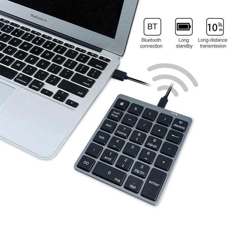N970 Pro Dual Modes Aluminum Alloy Rechargeable Wireless Bluetooth Numeric Keyboard - LYDARZ