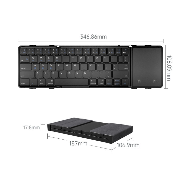 B1053 Leather Portable Tri-Fold Bluetooth Keyboard - LYDARZ