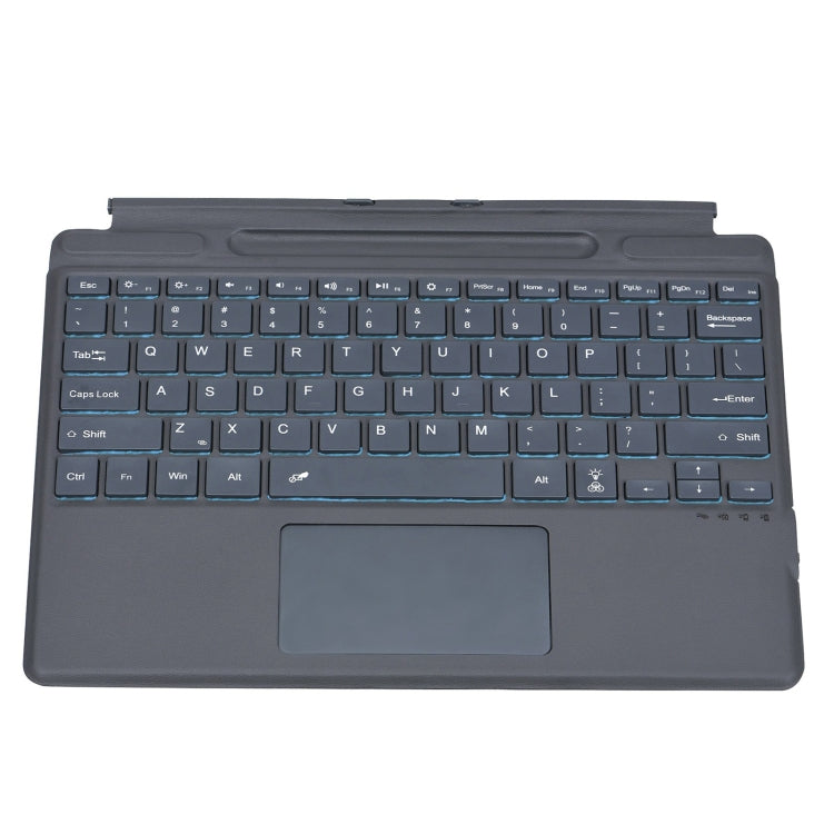 Funda con teclado para Microsoft Surface Pro 8 con retroiluminación colorida, diseño de cuero y ranura para lápiz