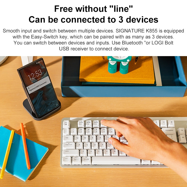 Logitech K855 Wireless Mechanical Keyboard - Bluetooth Dual Mode Silent Design