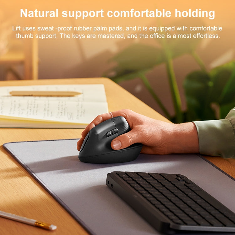 Ratón ergonómico Logitech Lift: modo dual inalámbrico Bluetooth de 1000 DPI con conectividad de 2,4 GHz