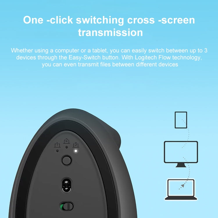 Ratón ergonómico Logitech Lift: modo dual inalámbrico Bluetooth de 1000 DPI con conectividad de 2,4 GHz