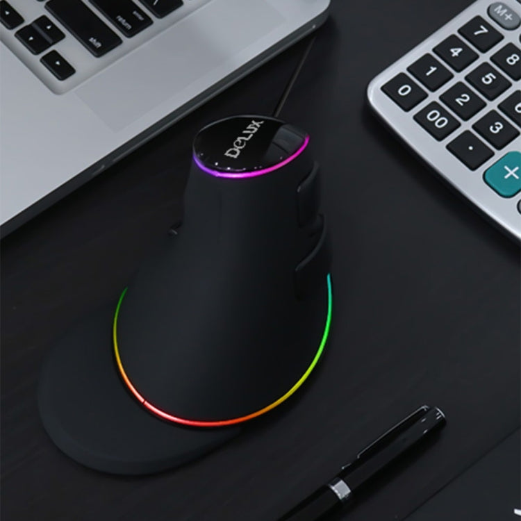Ratón óptico ergonómico con cable RGB DELUX M618 Plus - Diseño vertical de 4000 DPI