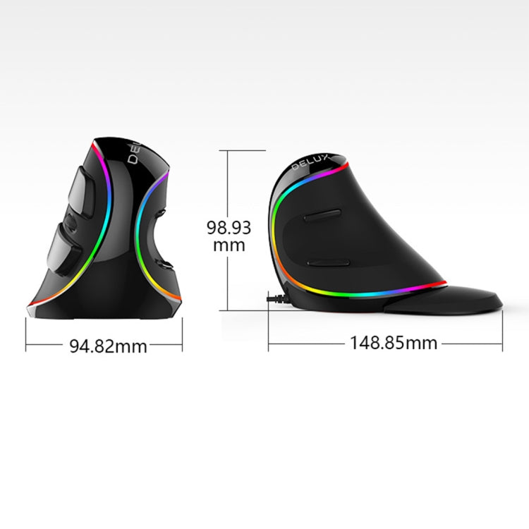 DELUX M618 Plus RGB Wired Optical Mouse Ergonomic Vertical Mouse 4000DPI, 4000DPI Wired - LYDARZ