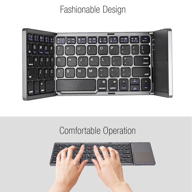 B033 Bluetooth Wireless Fodable Keyboard - Rechargeable 3-Folding Design with 64 Keys for Ultimate Portability