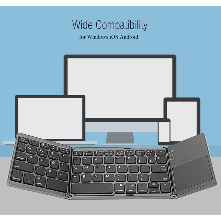 B033 Bluetooth Wireless Fodable Keyboard - Rechargeable 3-Folding Design with 64 Keys for Ultimate Portability