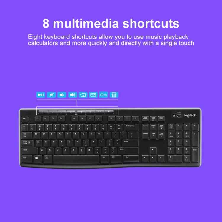 Logitech MK270 Wireless Keyboard Mouse Set - 2.4GHz Connectivity and Compact Design