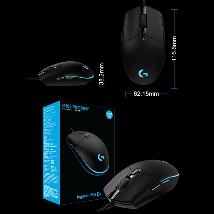 Ratón para juegos Logitech G102 RGB: ratón óptico con cable y 6 teclas, ajustable y cinco velocidades
