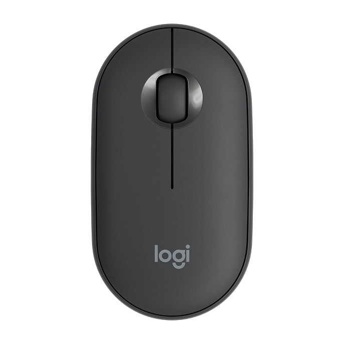 Logitech Pebble Wireless Mouse - Cobblestone Shape, Thin Design, 3 Keys, 1000 DPI, Mute, Bluetooth Optical