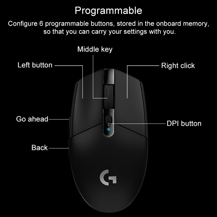 Logitech G304 Wireless Gaming Mouse with HERO Sensor - 12000 DPI and 6 Programmable Buttons