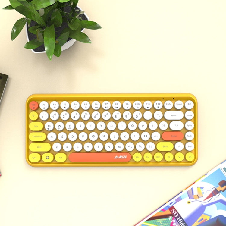Ajazz 308I 84 Keys Tablet Mobile Phone Computer Household Office Bluetooth Keyboard, Yellow - LYDARZ