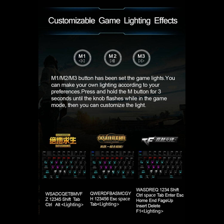 Teclado mecánico para juegos AULA F2088: 108 teclas con revestimiento de luz mixta, interruptores azules y conexión USB con cable.