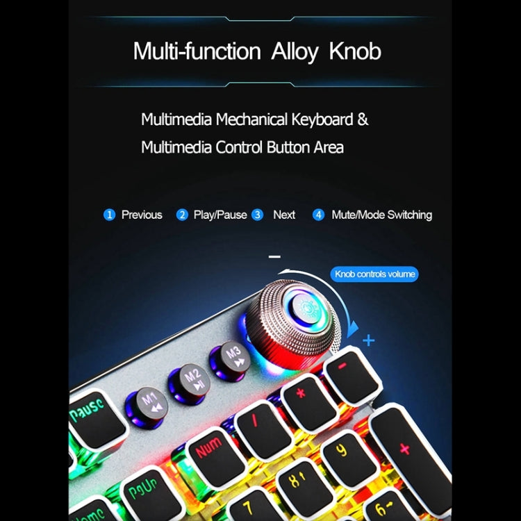 AULA F2088 108 Keys Mixed Light Mechanical Blue Switch Wired USB Gaming Keyboard with Metal Button - LYDARZ