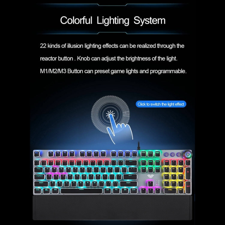 Teclado mecánico para juegos AULA F2088: 108 teclas con cable USB, botones metálicos y de luz.