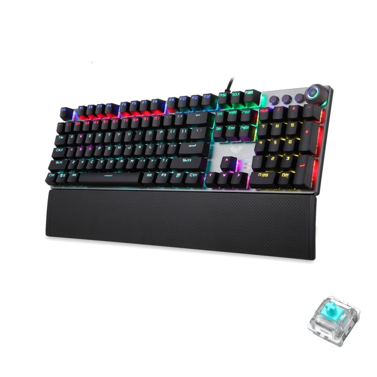 AULA F2088 108 Keys Mixed Light Mechanical Blue Switch Wired USB Gaming Keyboard with Metal Button - LYDARZ