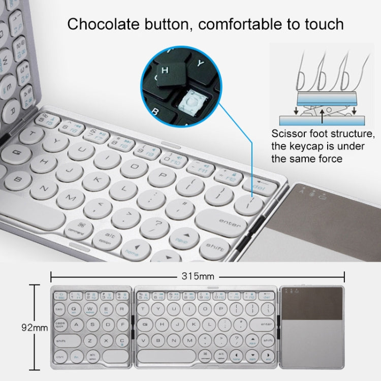 Teclado inalámbrico Bluetooth GK408 con panel táctil para Android, iOS y Windows