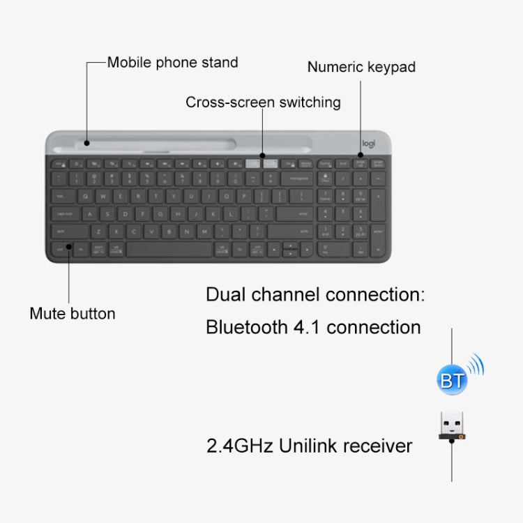 Logitech K580 Dual Modes Thin and Light Multi-device Wireless Keyboard with Phone Holder - LYDARZ
