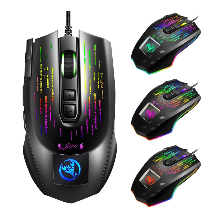 HXSJ J500 7 Keys RGB Programmable Display Screen Gaming Wired Mouse, J500 - LYDARZ