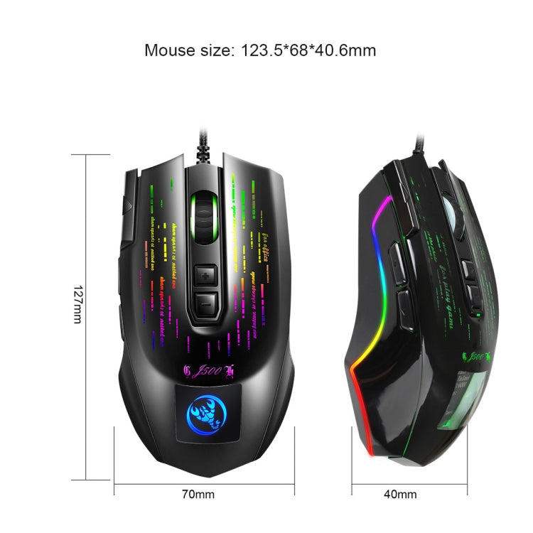 HXSJ J500 7 Keys RGB Programmable Display Screen Gaming Wired Mouse, J500 - LYDARZ