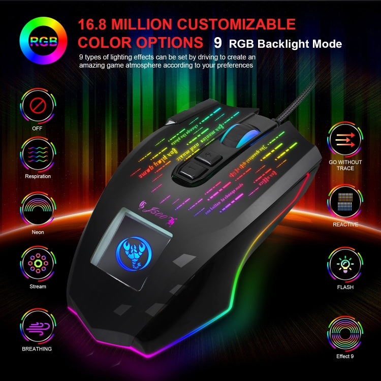 HXSJ J500 7 Keys RGB Programmable Display Screen Gaming Wired Mouse, J500 - LYDARZ