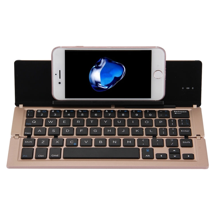 F18 Ultra-Slim Bluetooth Wireless Keyboard - Rechargeable Foldable 58 Keys with Holder