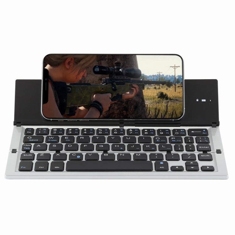 Teclado Bluetooth ultrafino GK608: plegable, con soporte integrado, compatible con Android, iOS y Windows.