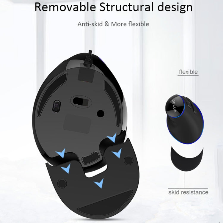 Ratón óptico vertical ergonómico DELUX M618 Plus con cable, versión azul