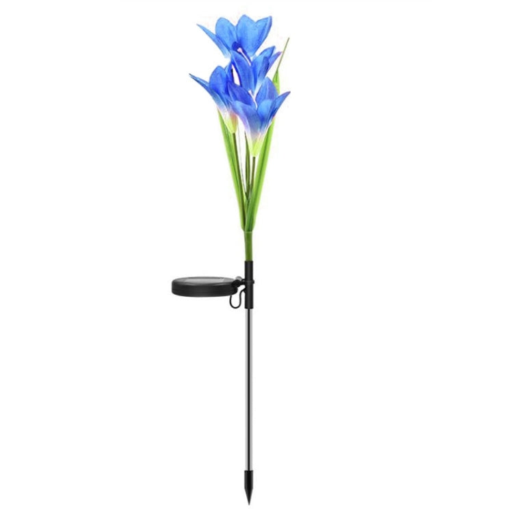 Simulated Lily Flower 4 Heads Solar Powered Outdoor IP55 Waterproof LED Decorative Lawn Lamp