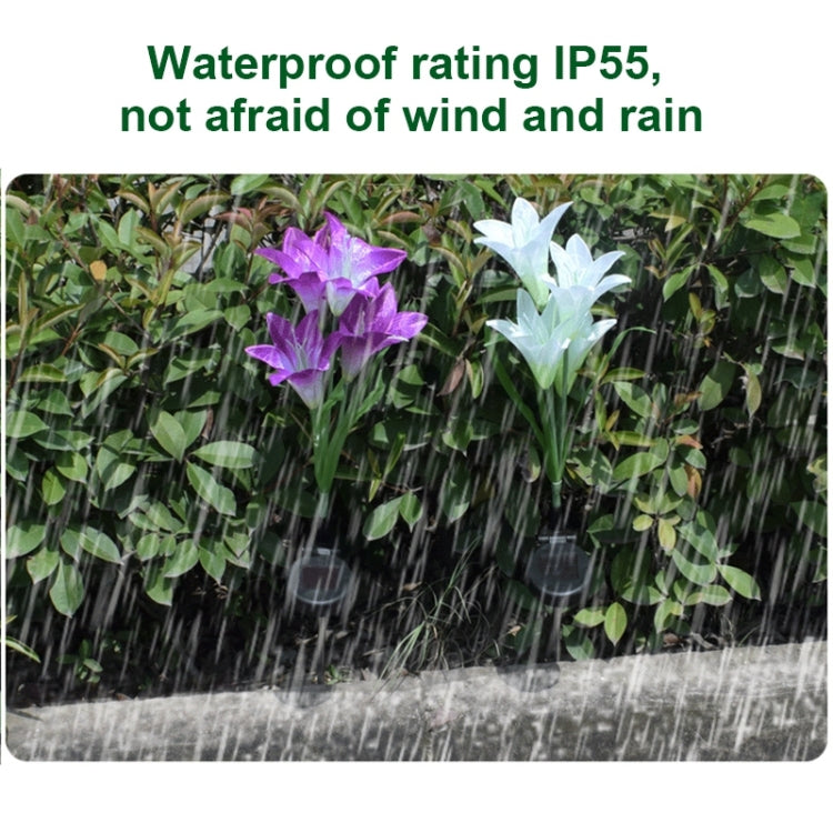 Simulated Lily Flower 4 Heads Solar Powered Outdoor IP55 Waterproof LED Decorative Lawn Lamp