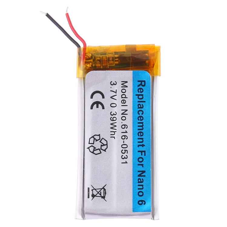 3.7V 0.39Whr For iPod nano 6 Rechargeable Replacement Li-polymer Battery, For iPod nano 6